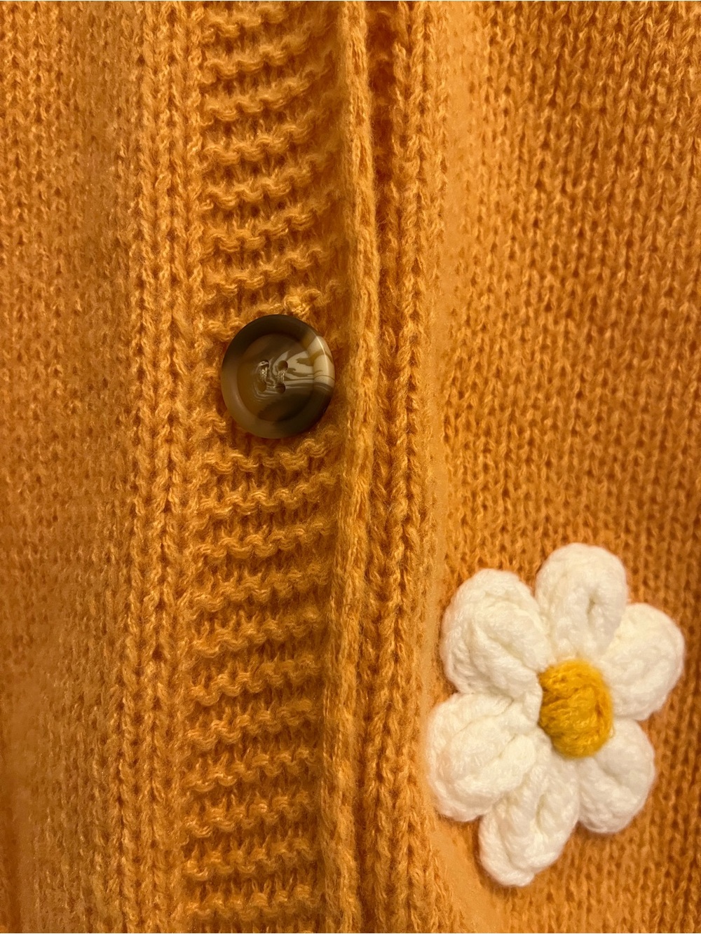 Doe & Rae Mustard Yellow Daisy Appliqué Cardigan - Picture 5 of 7
